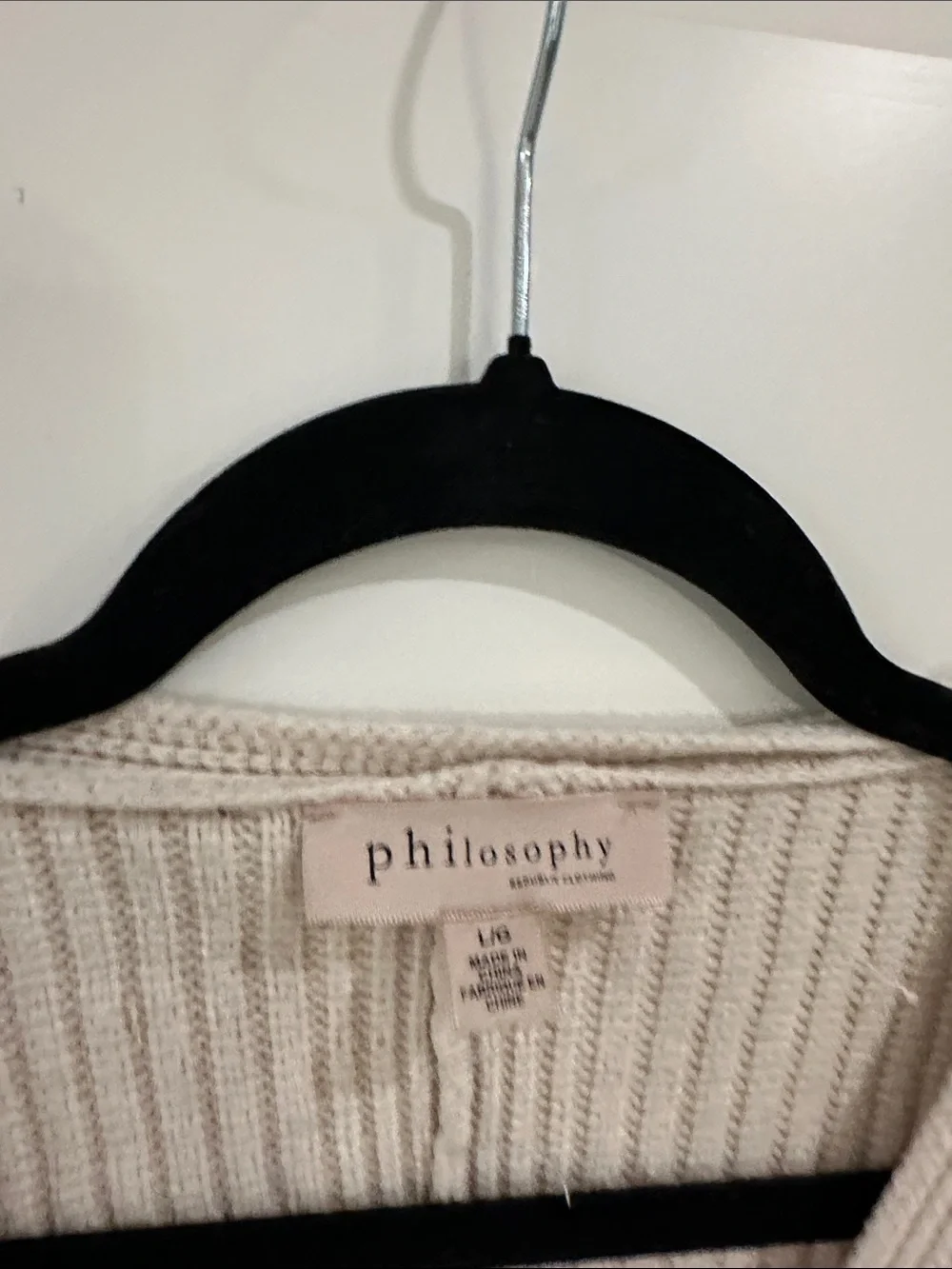 Philosophy KNIT Cream Textured V-Neck Knit Sweater